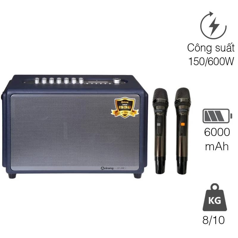 Loa Arirang Classic 1 New 2026 (DSP Mới) Bass 16.5cm, Công Suất 150W, Bluetooth, Kèm 2 Tay Mic Loa Arirang Classic 1 New 2026 (DSP Mới) Bass 16.5cm, Công Suất 150W, Bluetooth, Kèm 2 Tay Mic