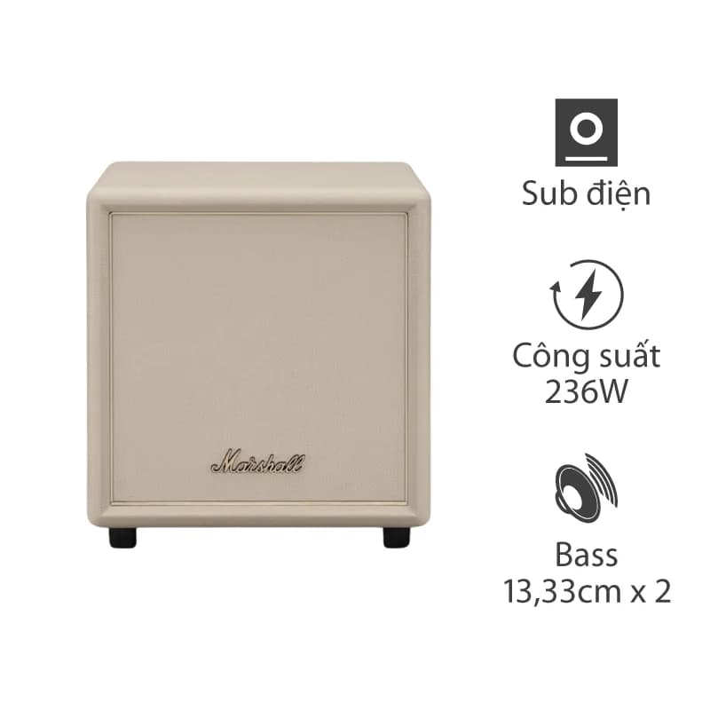 Loa Marshall Heston Sub 200, Bass 13.33cm x 2, Công suất 236W, Bluetooth 5.3 LE, Ứng dụng Marshall Loa Marshall Heston Sub 200, Bass 13.33cm x 2, Công suất 236W, Bluetooth 5.3 LE, Ứng dụng Marshall