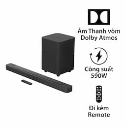 Loa JBL Bar 500 Chính Hãng, Công Suất 590W, Dolby Atmos, Bluetooth 5.0, Wifi, HDMI, Optical, (Âm Thanh Vòm Ảo 5.1 Kênh)