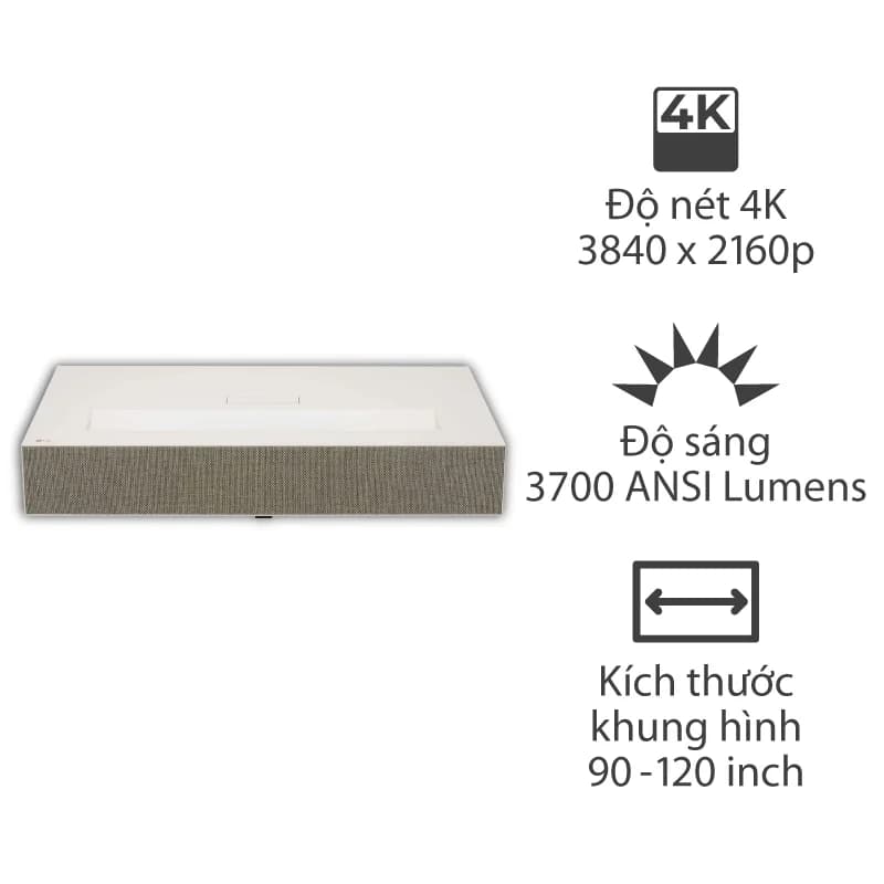 Máy Chiếu 4K Siêu Gần LG HU915QE, 3700 ANSI Lumens, 4K UHD (3840 x 2160) 90-120 inch, HDMI, USB, Wifi, Bluetooth, Airplay 2 Máy Chiếu 4K Siêu Gần LG HU915QE, 3700 ANSI Lumens, 4K UHD (3840 x 2160) 90-120 inch, HDMI, USB, Wifi, Bluetooth, Airplay 2