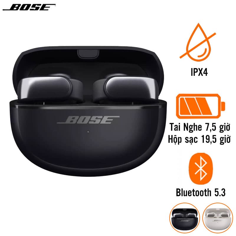 Tai Nghe Không Dây Bose Ultra Open Earbuds, Bluetooth 5.3, Pin 7,5 Giờ, Chống Nước IPX4 Tai Nghe Không Dây Bose Ultra Open Earbuds, Bluetooth 5.3, Pin 7,5 Giờ, Chống Nước IPX4