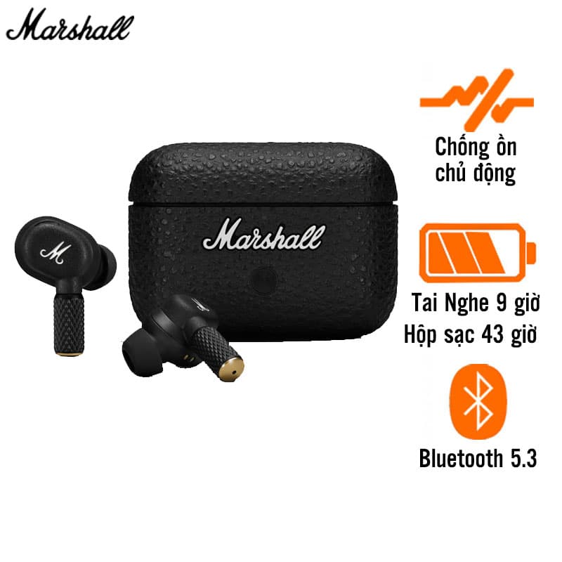Tai Nghe Không Dây Marshall Motif II (2) A.N.C, Chống Ồn, Pin 6 Giờ, Chống Nước IPX5, Bluetooth 5.3 Tai Nghe Không Dây Marshall Motif II (2) A.N.C, Chống Ồn, Pin 6 Giờ, Chống Nước IPX5, Bluetooth 5.3